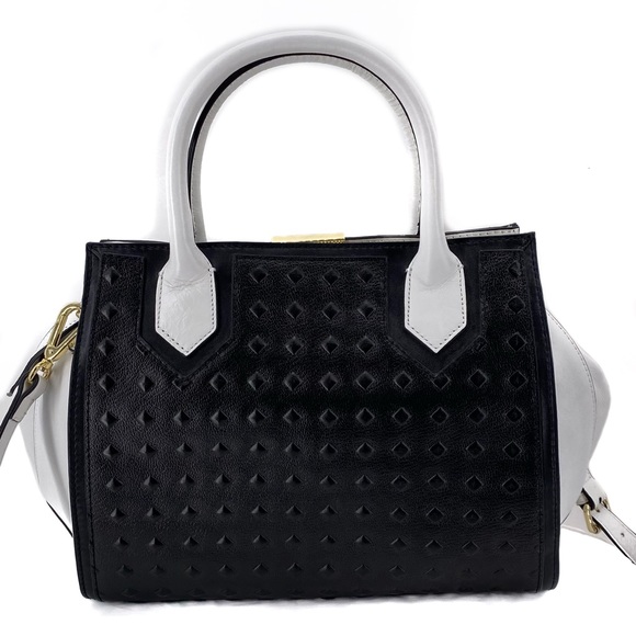 Vince Camuto black & white leather satchel - Picture 4 of 7